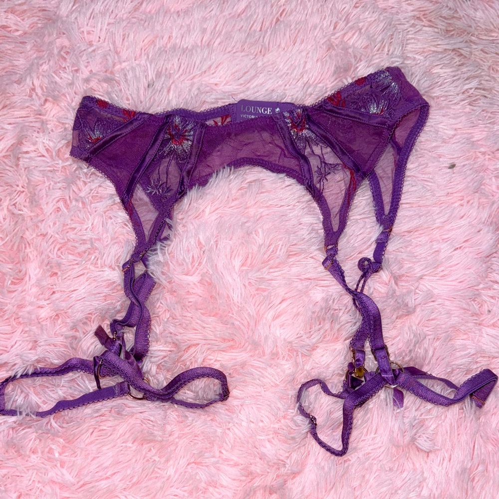 LOUNGE Purple Lace Garter Belt